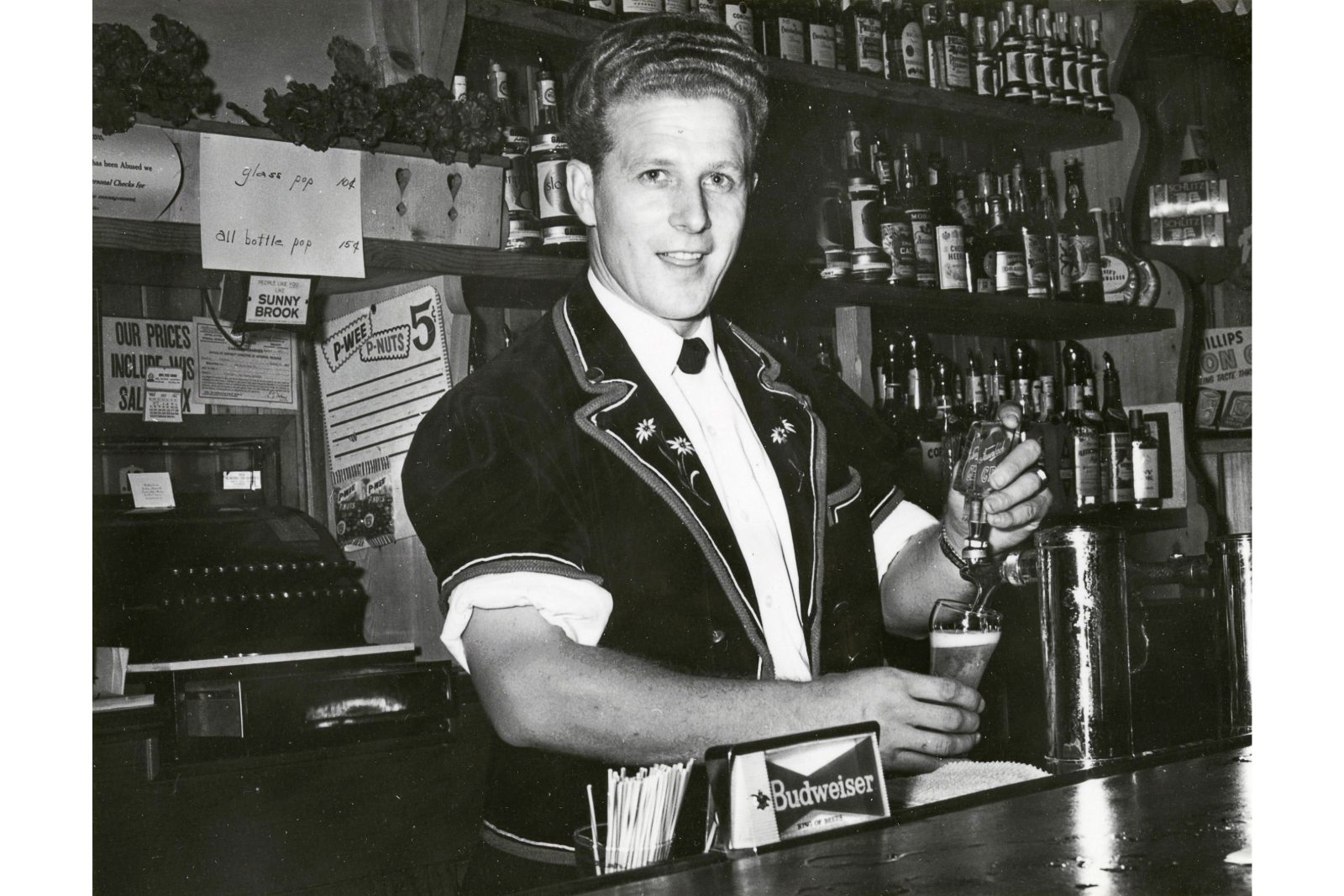 Historic Photo: Robbie Schneider Behind the Bar