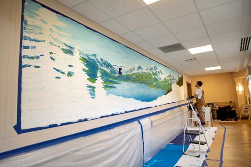 New Mountain Mural Taking Shape Inside New Glarus Home