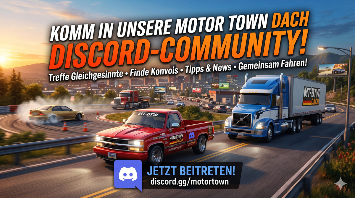 Ab hinter das Steuer: Komm in die Motor Town DACH Discord-Community!