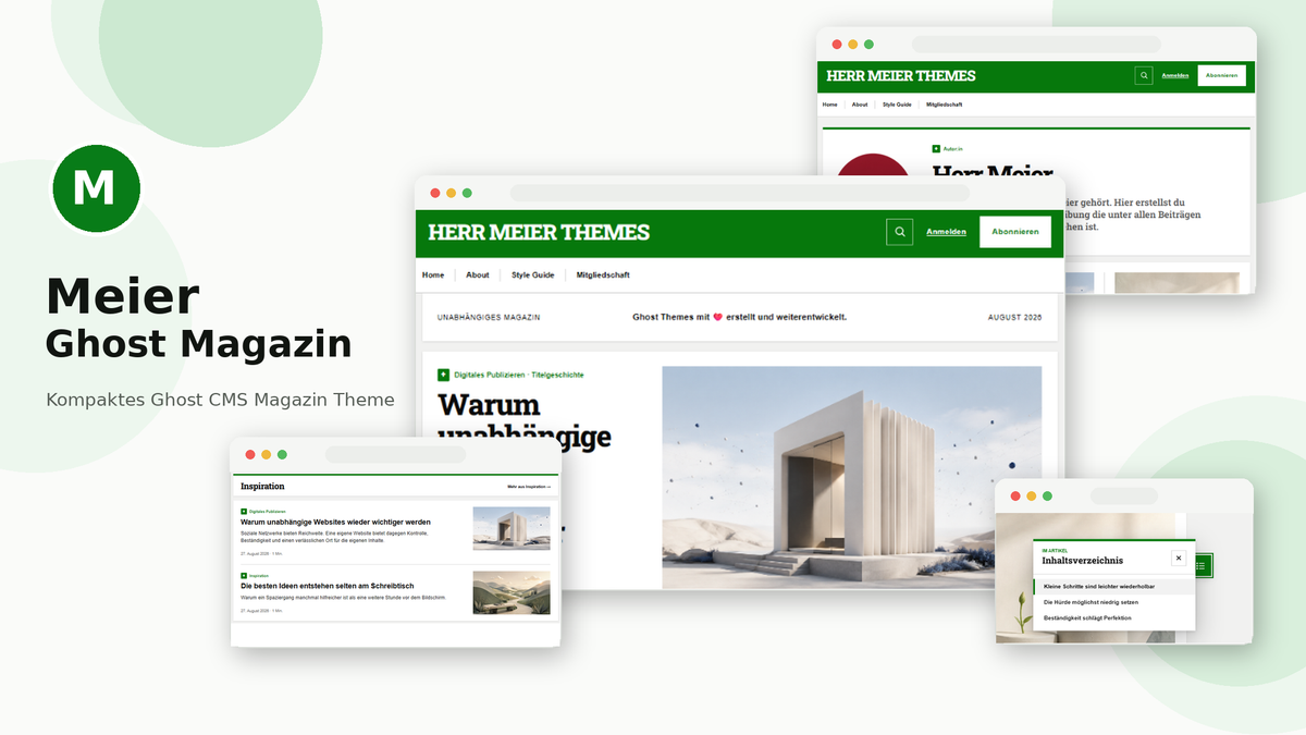 Vorschau des Ghost Themes Meier Ghost Magazin Theme