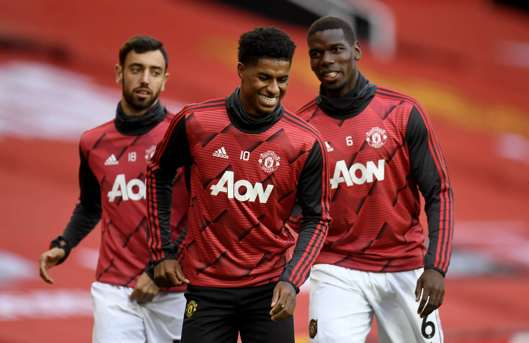 Paul Pogba, Marcus Rashford, Bruno Fernandes. Manchester United.