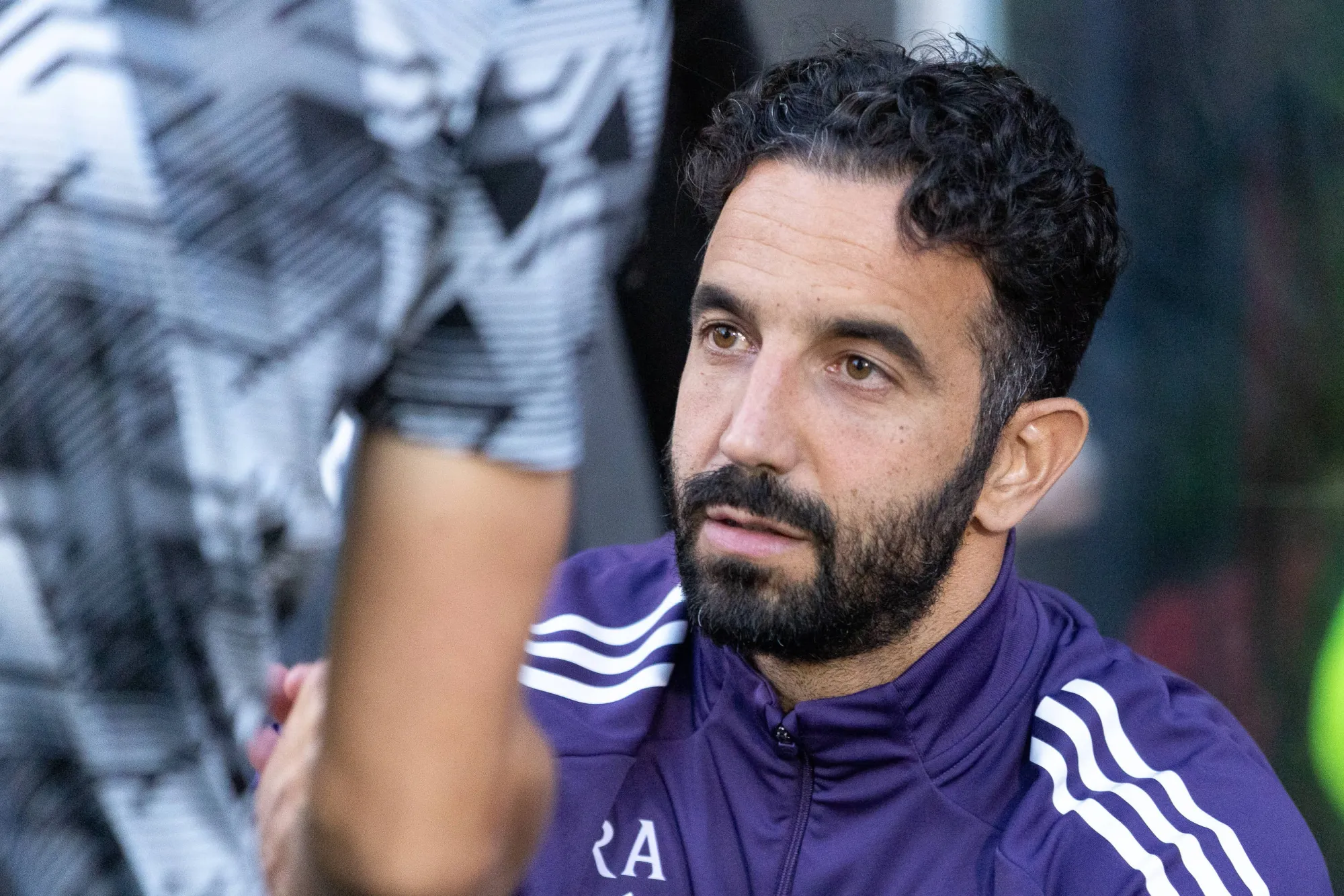 Ruben Amorim on Manchester United's bench in their EFL Carabao Cup clash against Grimsby Town