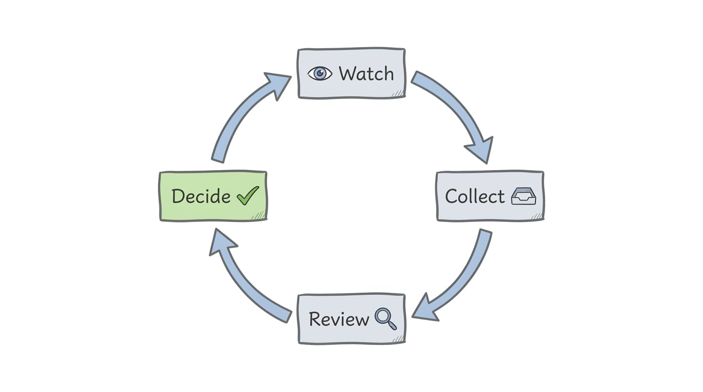 Quarterly competitor loop from watching to deciding