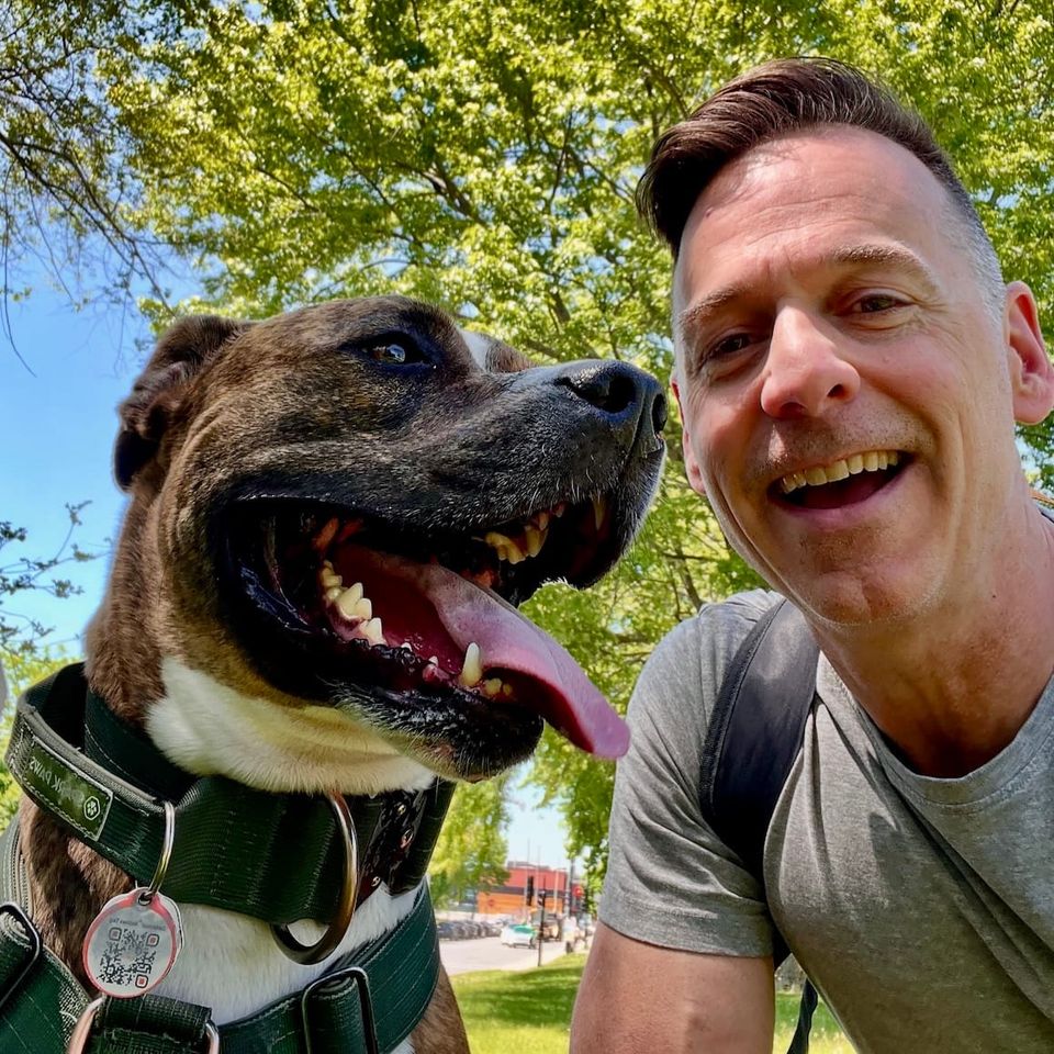 Darren Stehle and his dog, Scooby