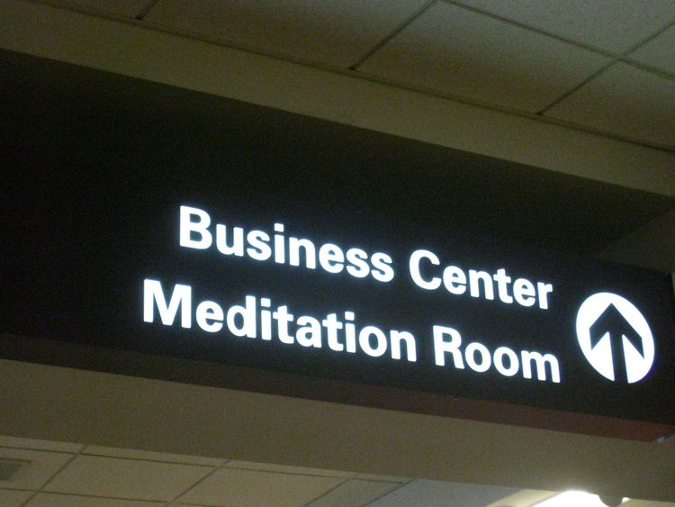 Signage from Albany Airport:  Business Center, Meditation Room