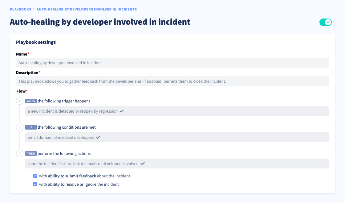 Automated workflow for enabling developer-driven remediation (incident sharing and resolution)
