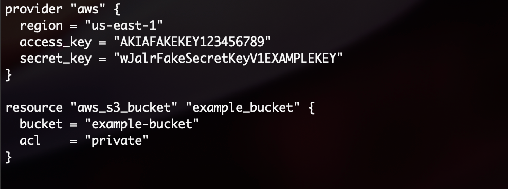 An example Terraform configuration with fabricated API keys