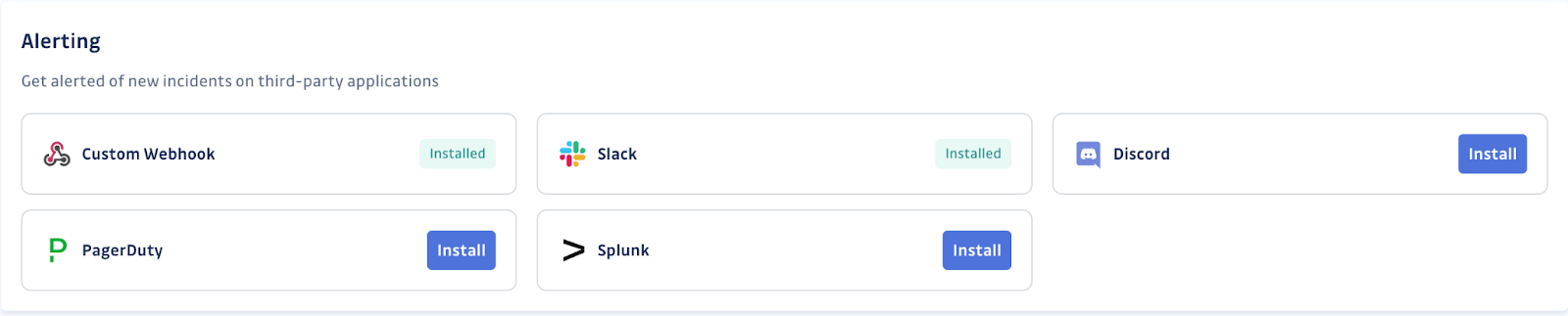 Alerting section of the Integrations menu in the GitGuardian dashboard