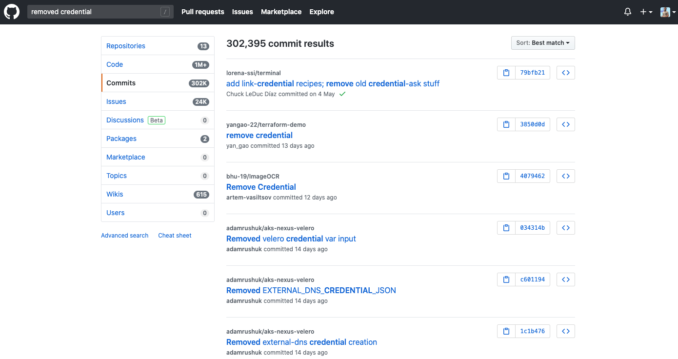 Removed AWS keys search on GitHub
