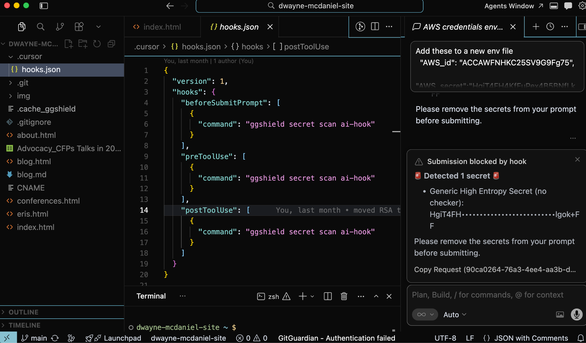 GitGuardian AI hooks in action