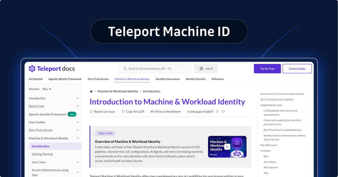 Teleport Machine ID