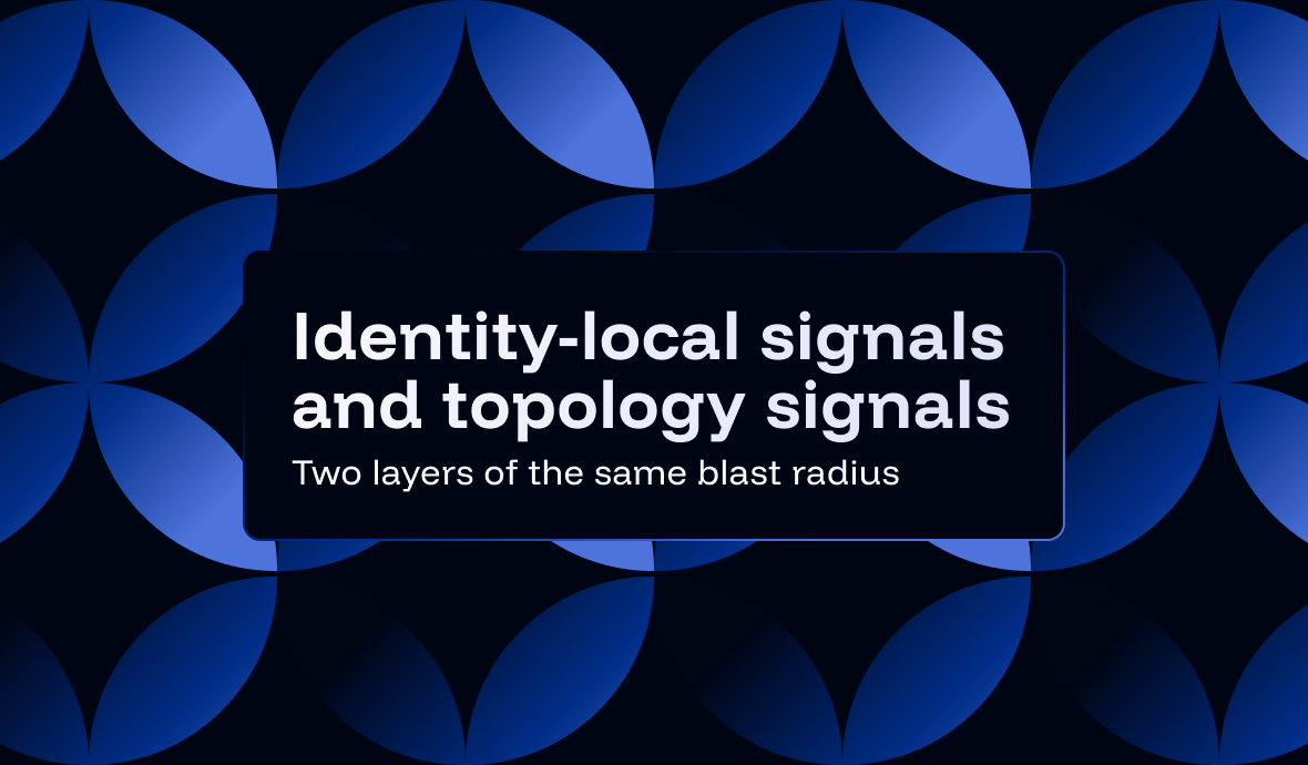 Why identity-local signals and topology signals are two layers of the same blast radius