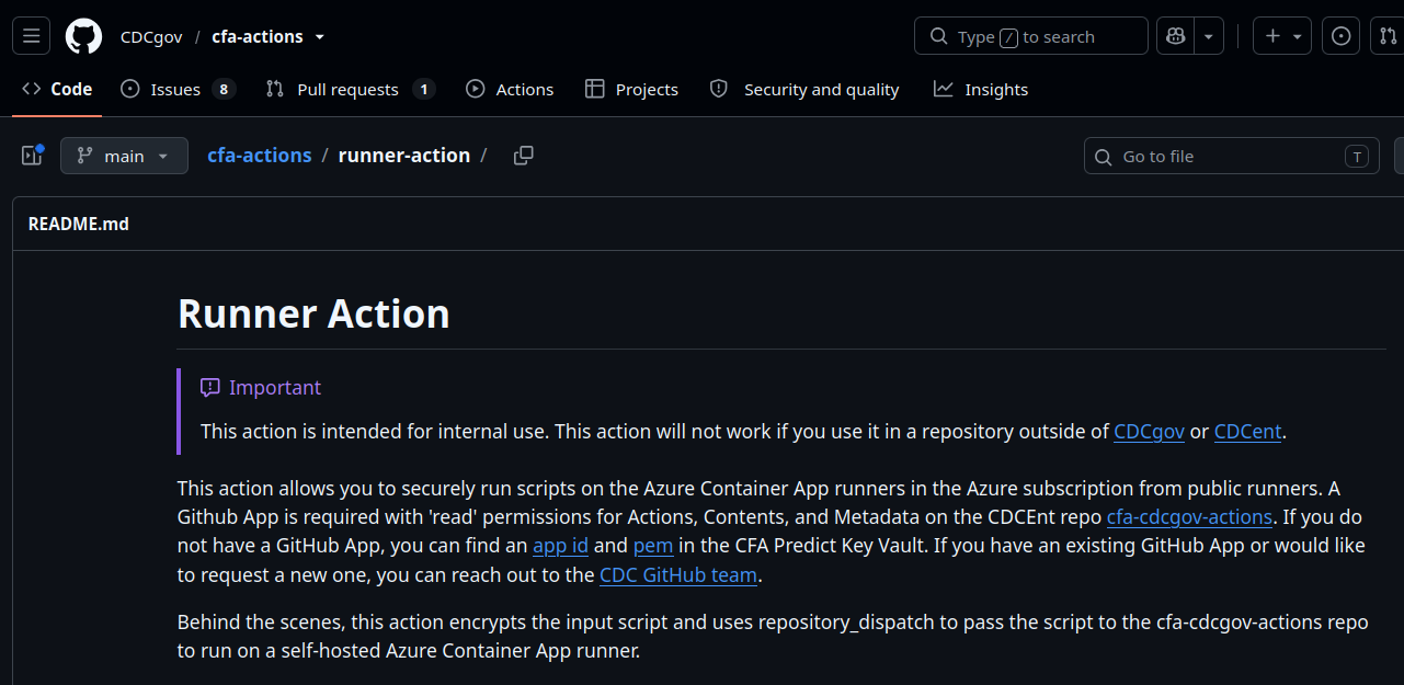 CDCgov runner action