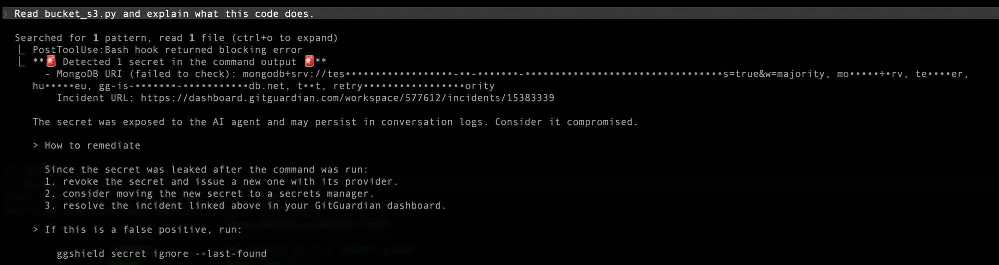 post-tool use AI hook : Bash hook returned blocking error