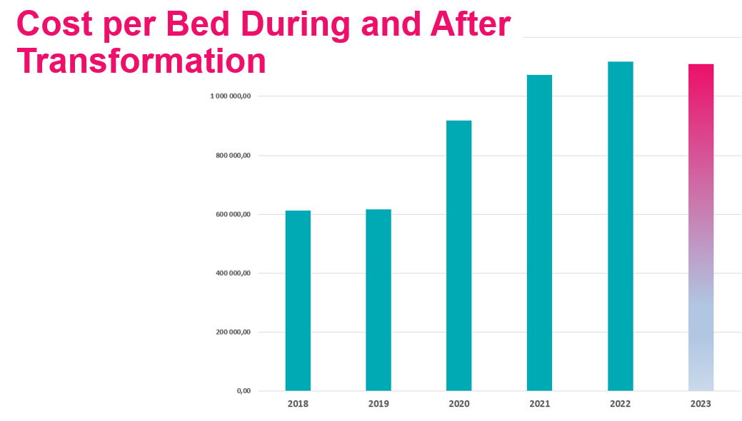 Chart: Costs per person/bed in the institution in new settings.