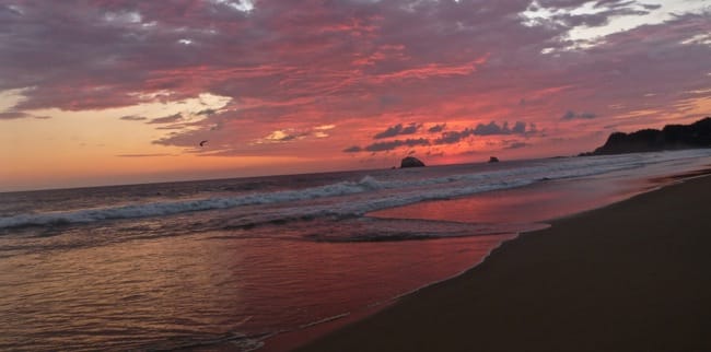 zipolite sunset pink