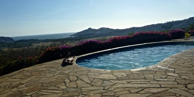 by the pool