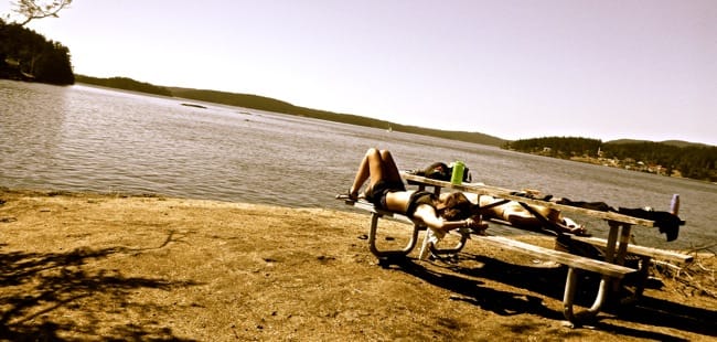 sun bathing