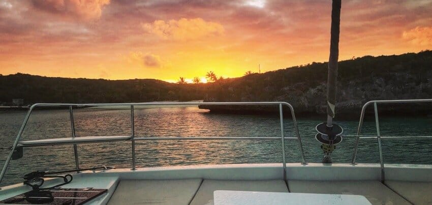 sunset on bow