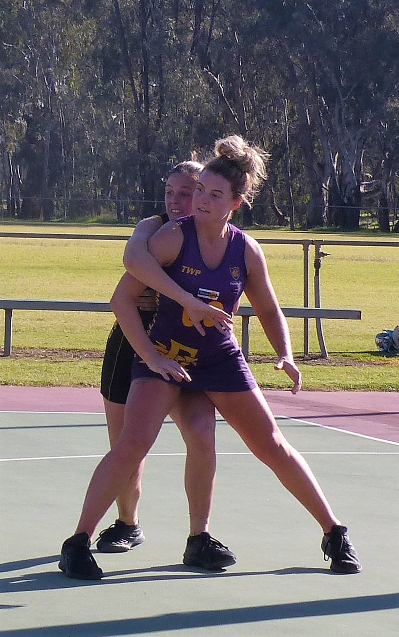 Close checking ... Abbi Casta’s defender pushed the boundaries of the no contact rule. 
