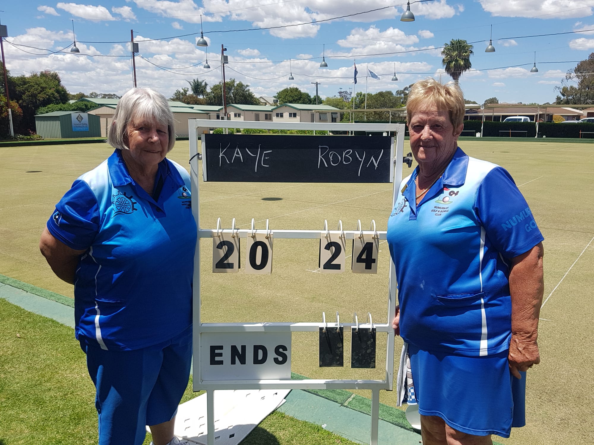 Finally... Robyn Hodgkin (right) defeated Kaye Hocking to become Numurkah Golf and Bowls Club’s ladies’ club champion. 
