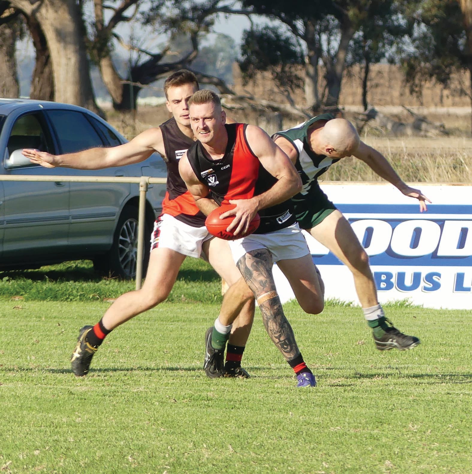 Bursting away... Charlie Burrows was the star of the show with eight goals last Saturday. 