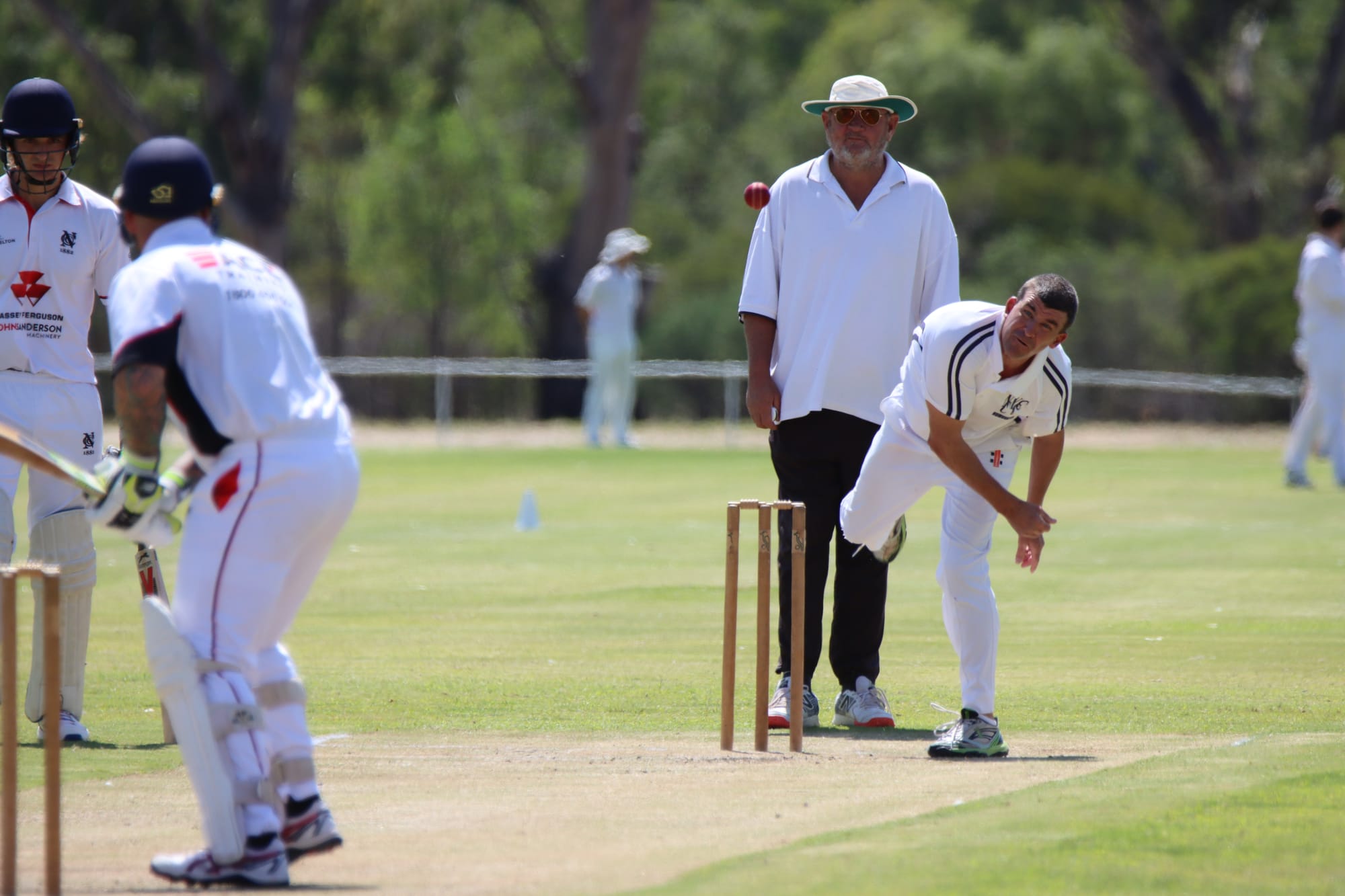 Another over ... Brett O’Dwyer took three wickets for Numurkah on Saturday.