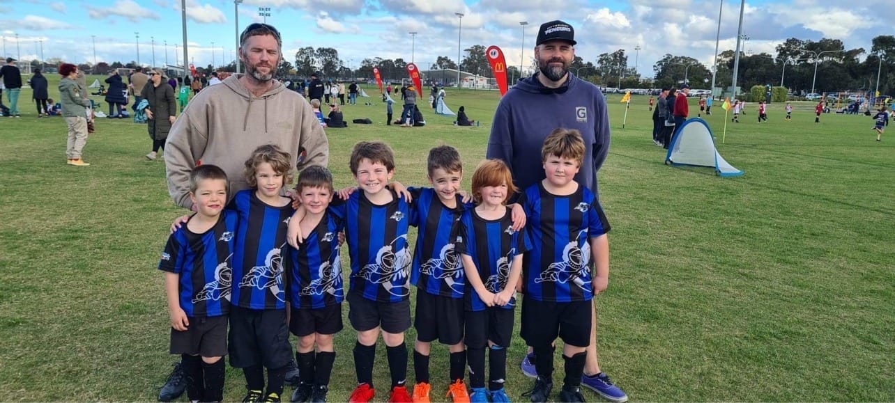 Team photo... (From back left) coaches Chris Mongon and Clayton Patching, and players  (front) Patrick Williams, Taylor Mongan, Alby Dalton, Samuel Mison, Parker Patching, Finnan Davis and Jordan Cavallaro.