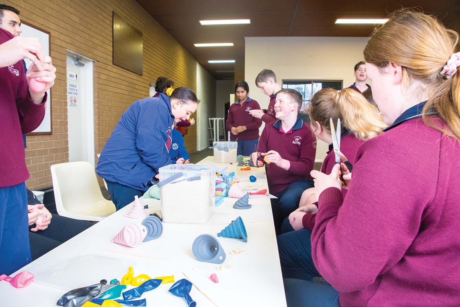Working together ... The kids handmade stress balls at the launch day last Wednesday. 
