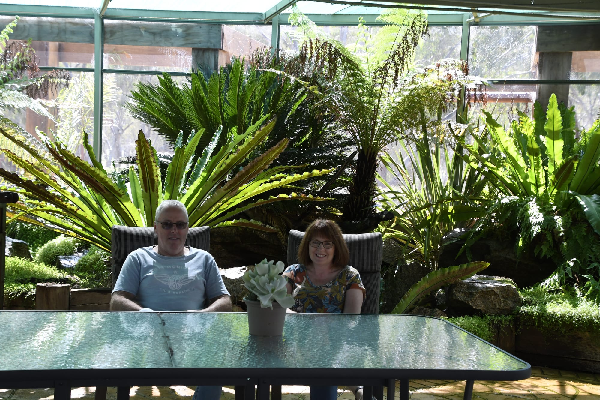 Relaxation zone ... Adrian and Karen Ford spend a lot of time relaxing in the fernery.
