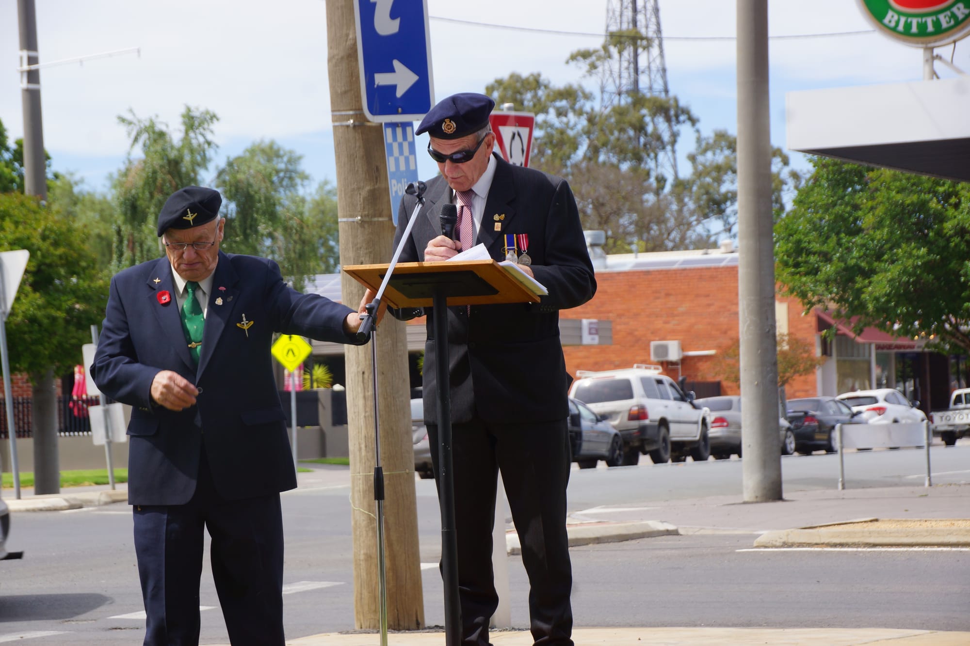 Lest we forget... Stuart Hipwell speaks to the crowd. 
