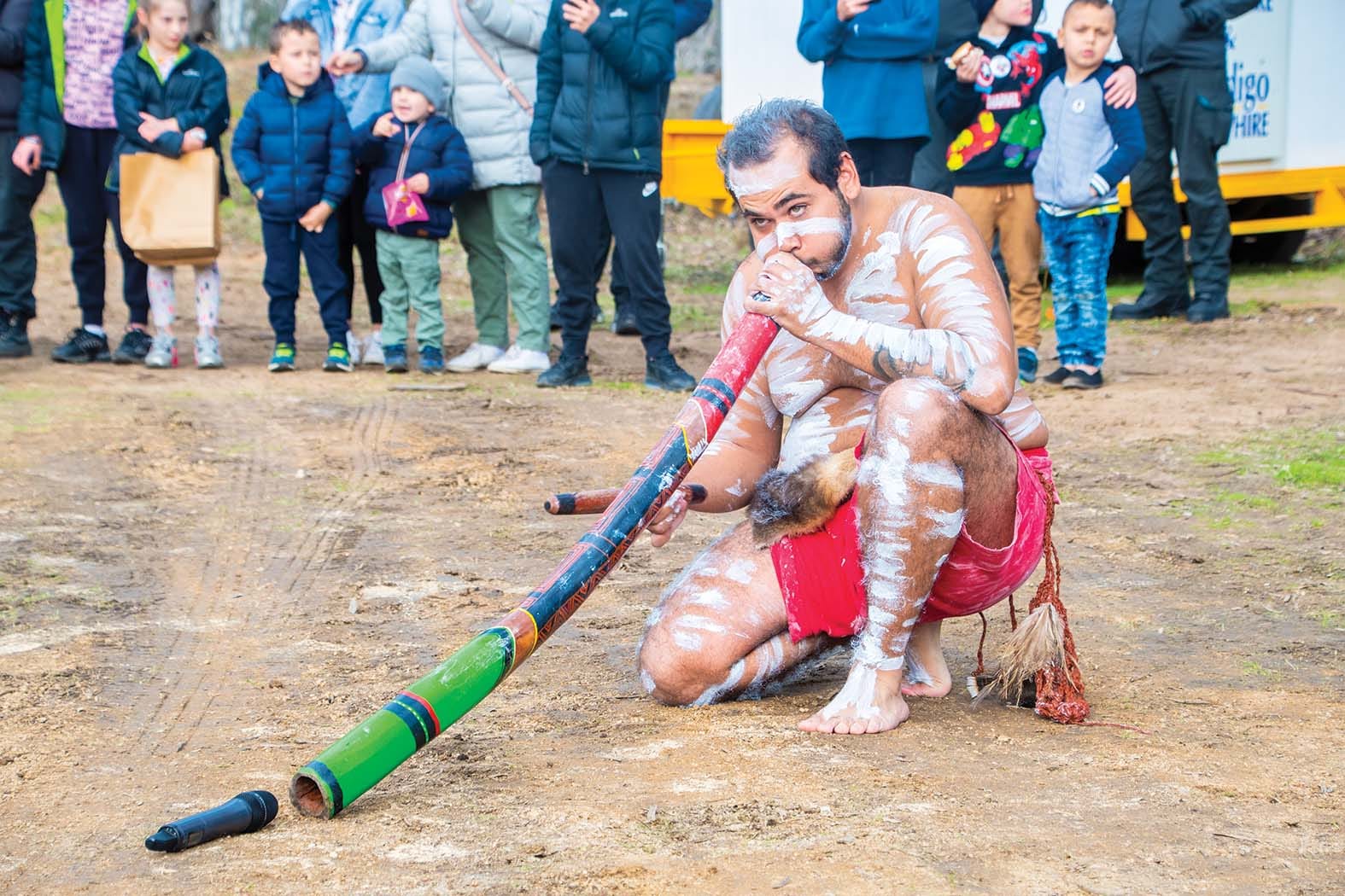 Traditional music ... Wilfred Stewart played the didgeridoo at the ceremony. 