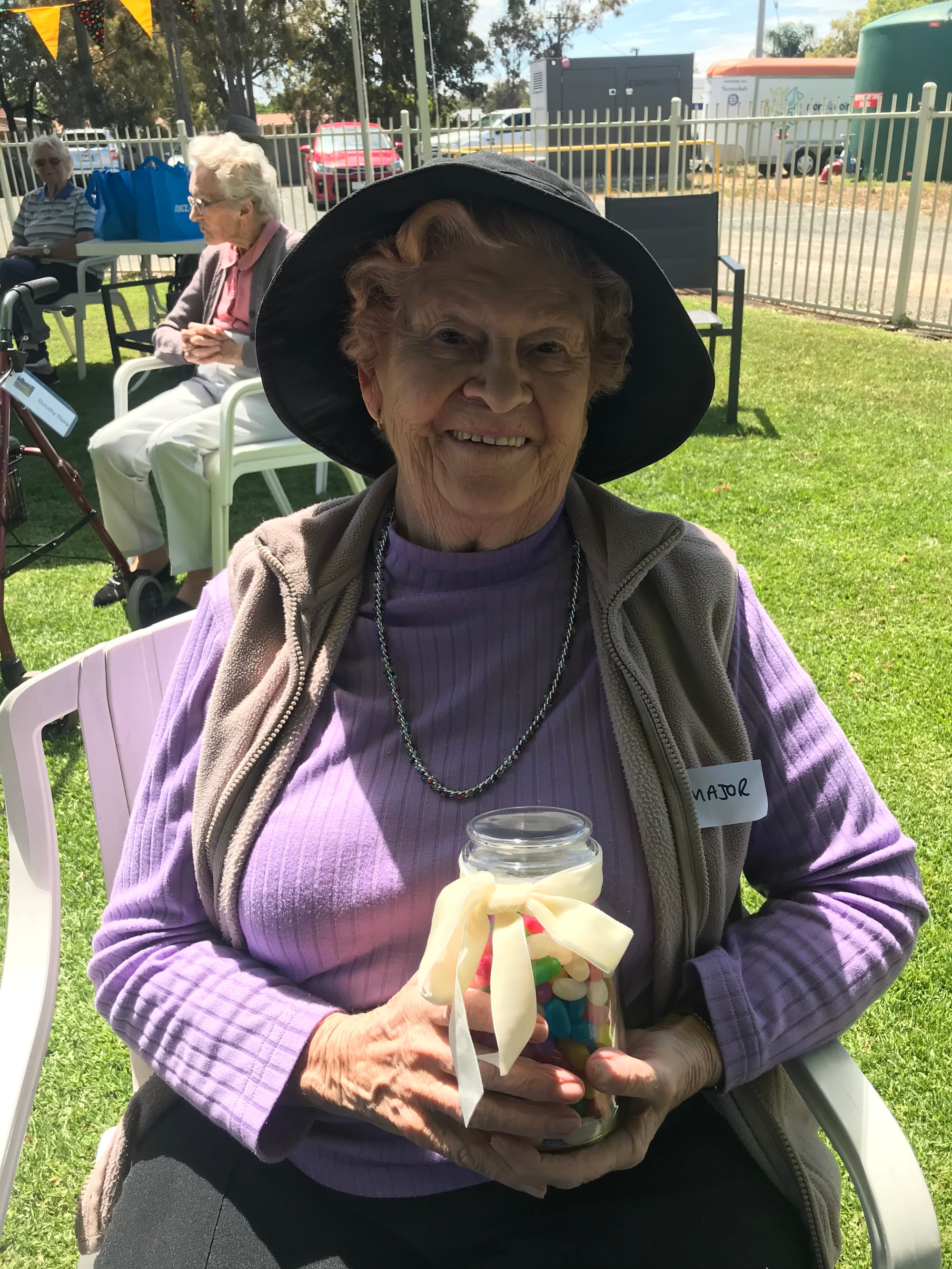 Jelly happy ... Betty Major was thrilled to be the winner of the ‘guess the jelly beans’ competition.
