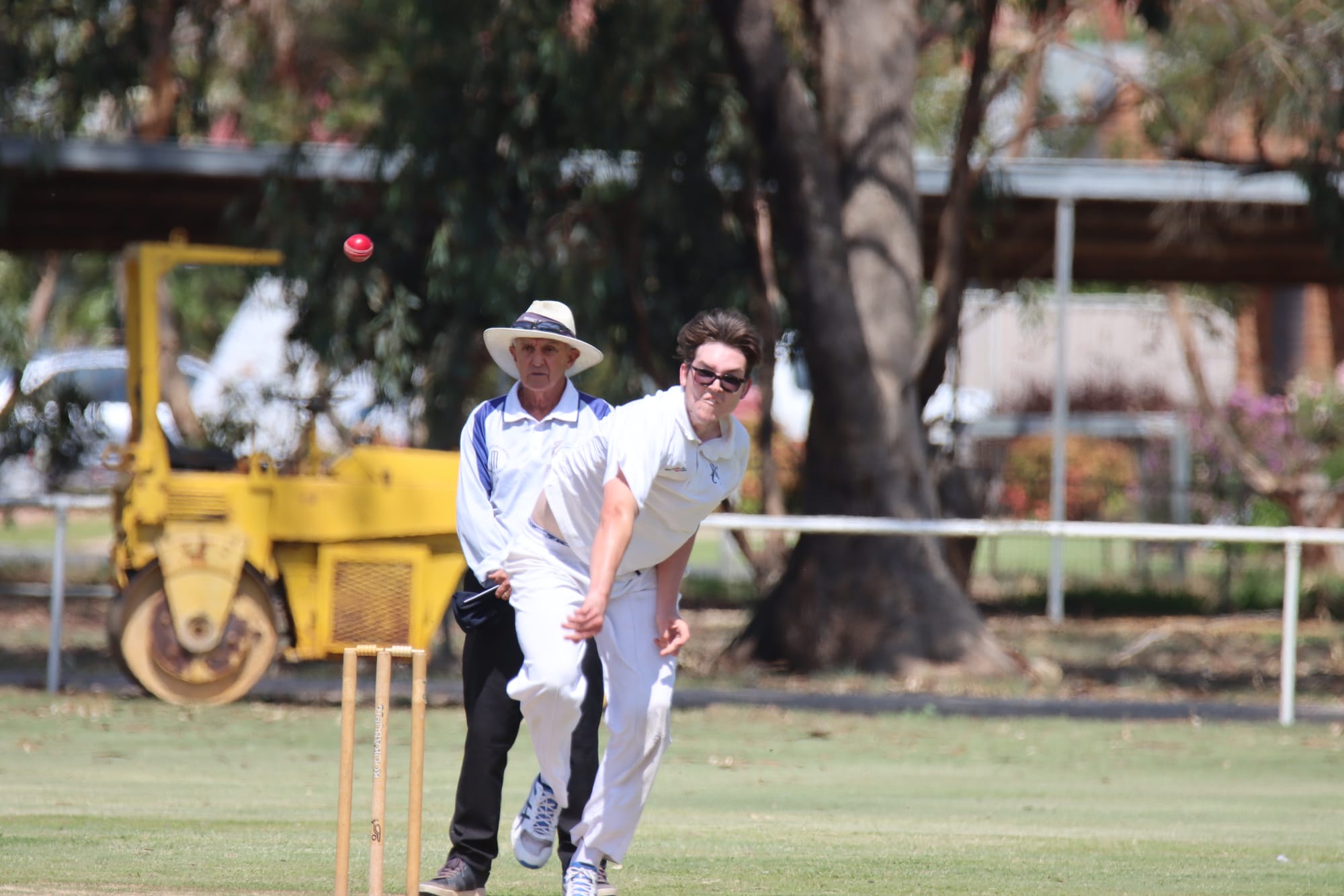 Wild thing … Hamish Lambert sends down another bullet.