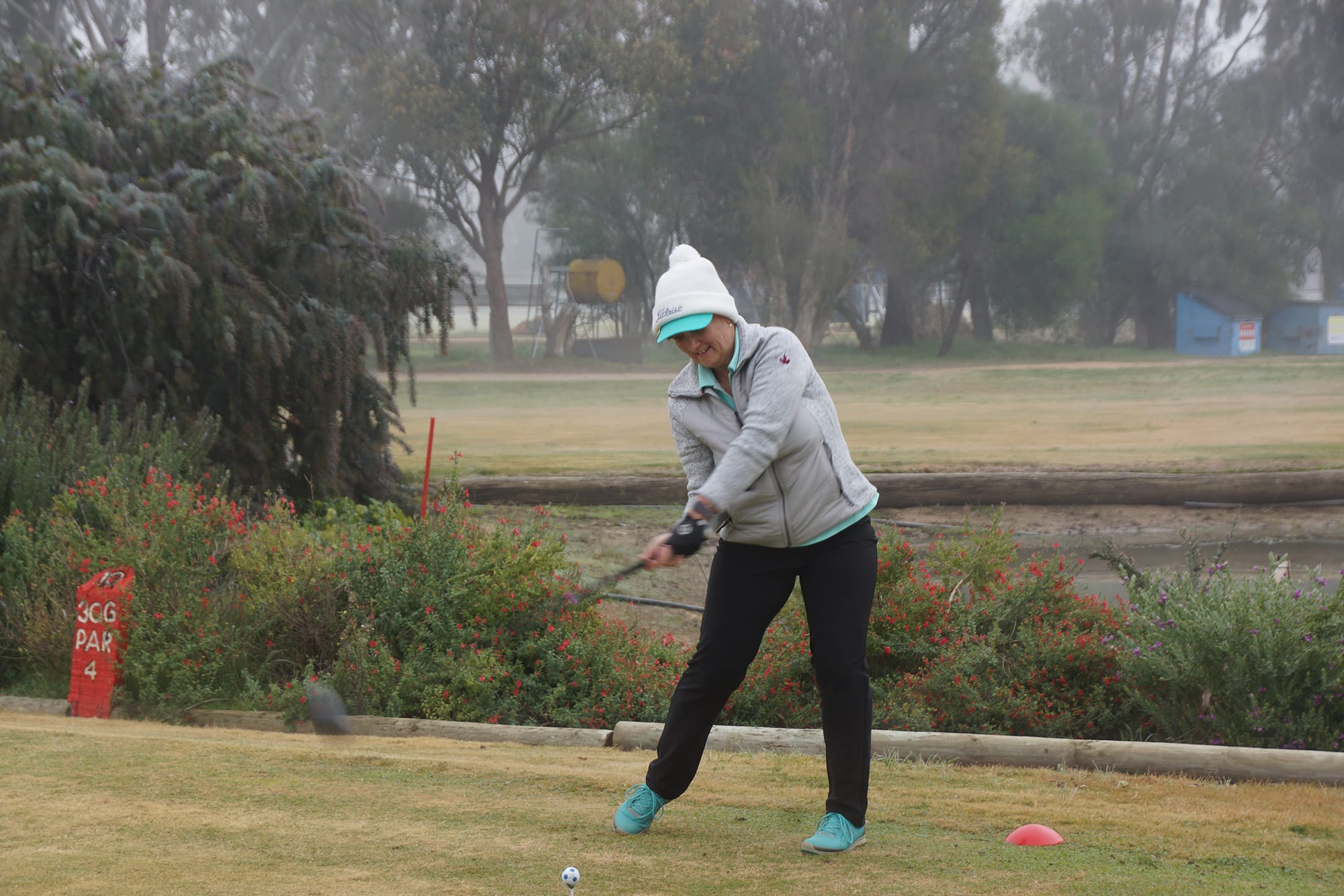 Whack ... Captain Tracey Clouston was in good form again at the weekend, braving the cold to win the day. 
