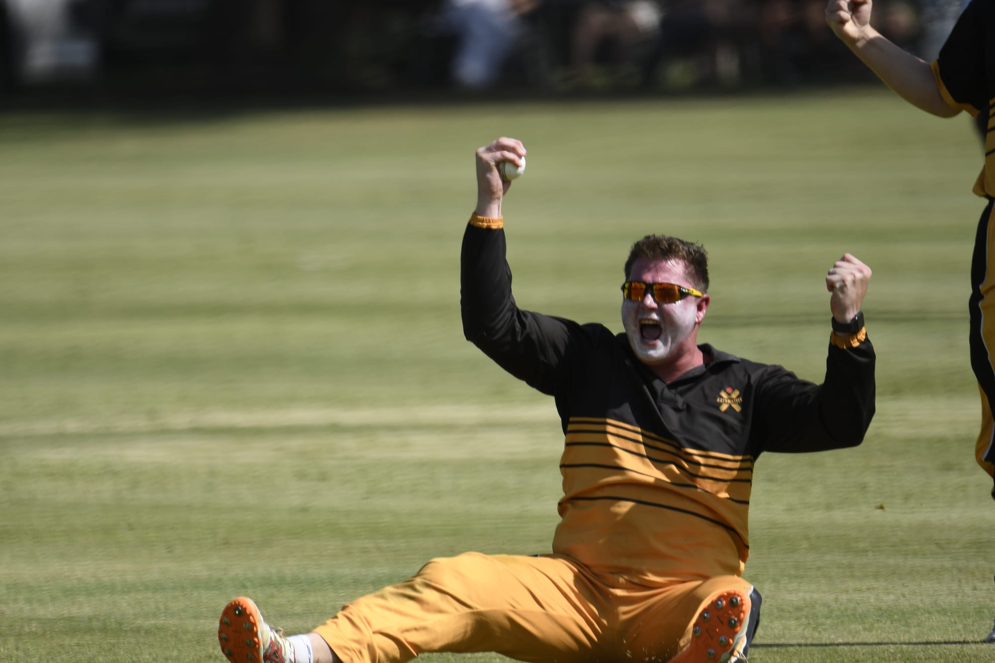 Got him... Brayden Beaton (pictured) takes a great catch to dismiss Manny Artavilla (not pictured).