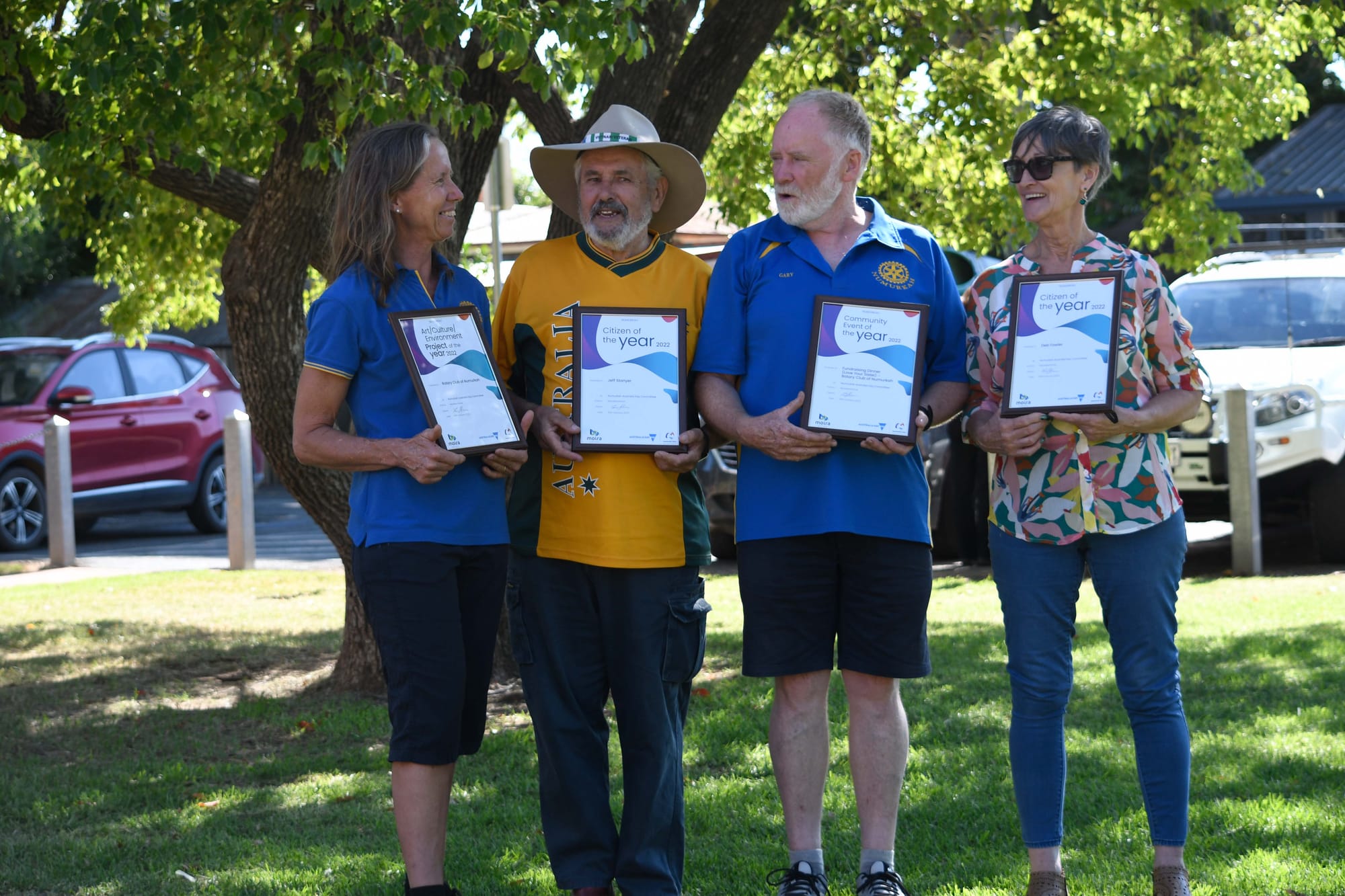 Award winners... (From left): Kate Hodge, Jeff Stanyer, Gary Phillips and Deb Fowler. Absent: Stacey Weeks. 
