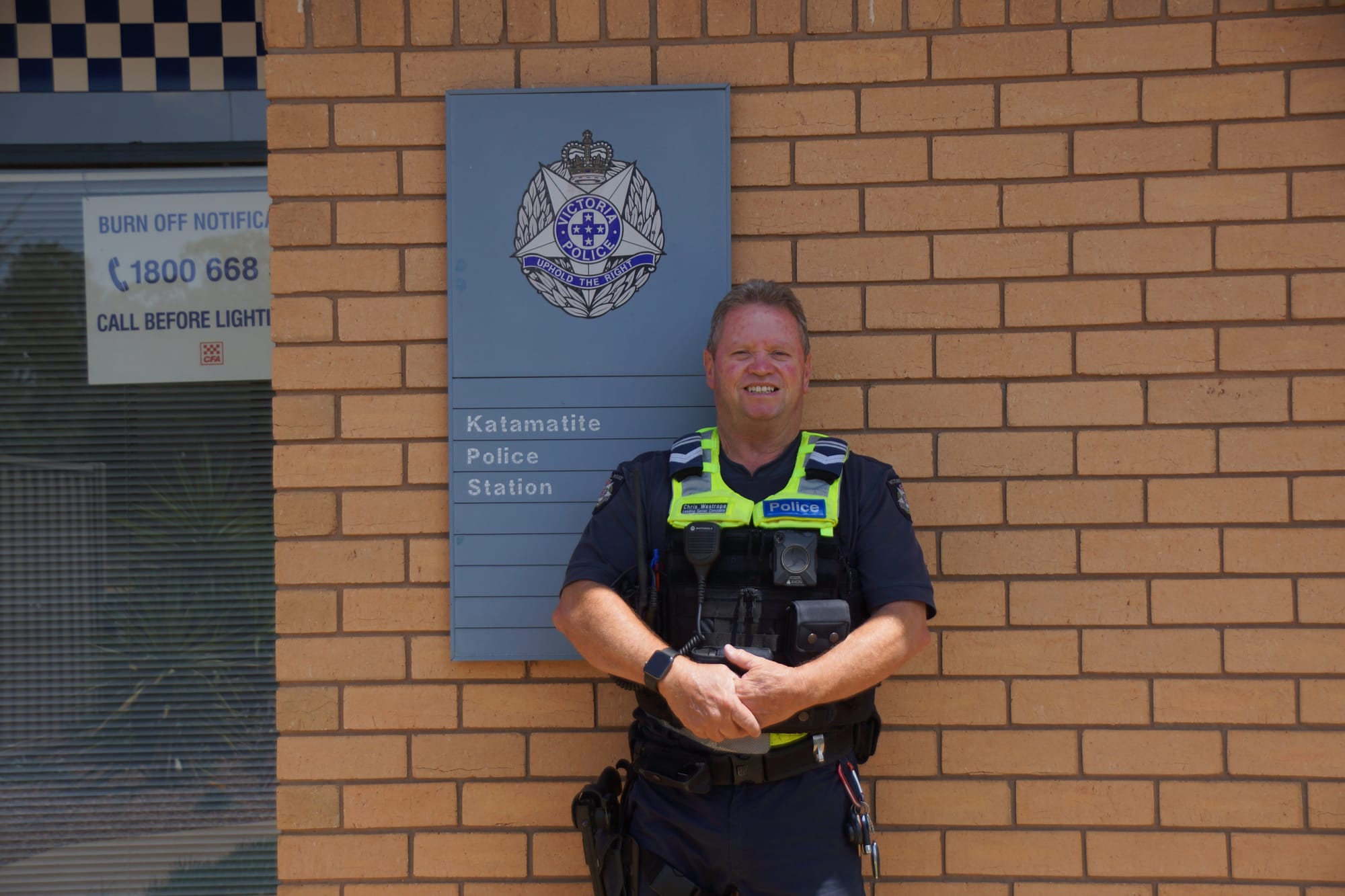 Happy in his new home ... Leading Senior Constable Chris Westrope is happy to be the man on the ground in Katamatite.