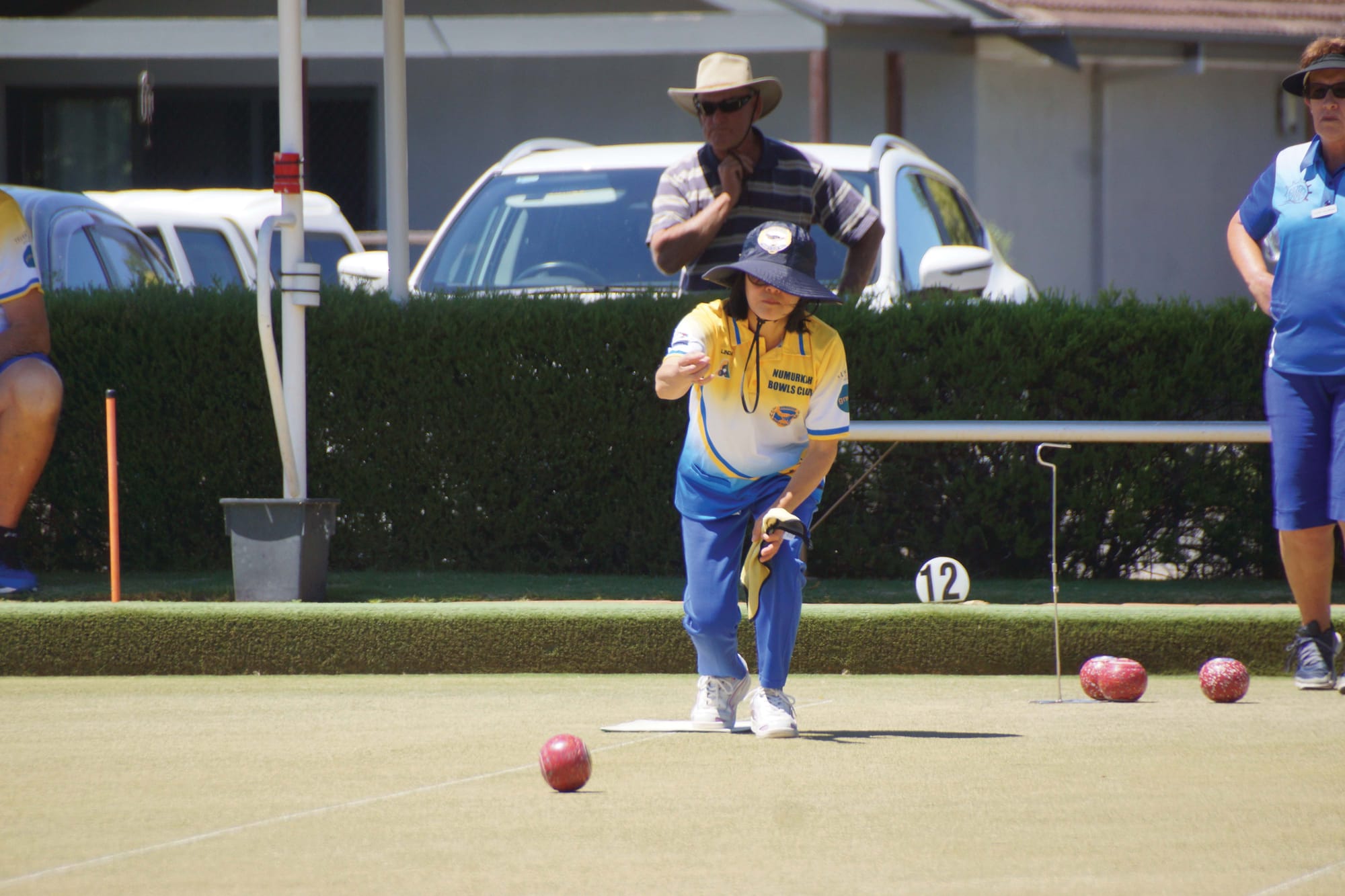 Leading from the front... Numurkah Bowls Club star Linda Isted was leading the way again last Friday.