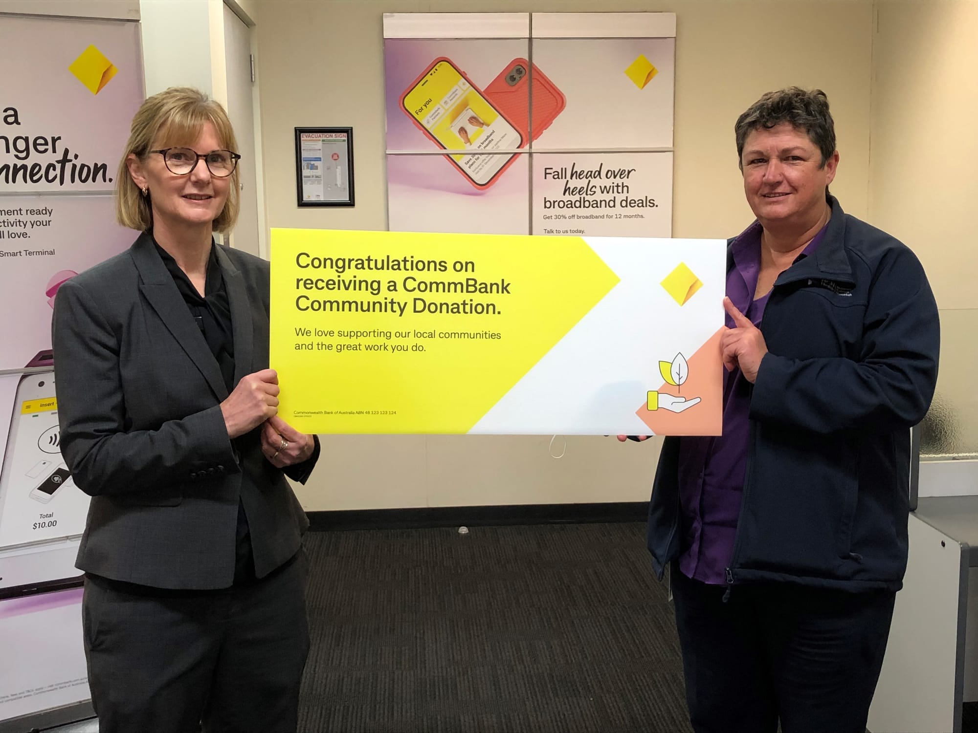 Helping hand... (From left): Customer Banking Specialist Tracey Burke presents $500 donation to Tanya Fothergill of Numurkah Shepparton Clay Target Club Inc.
