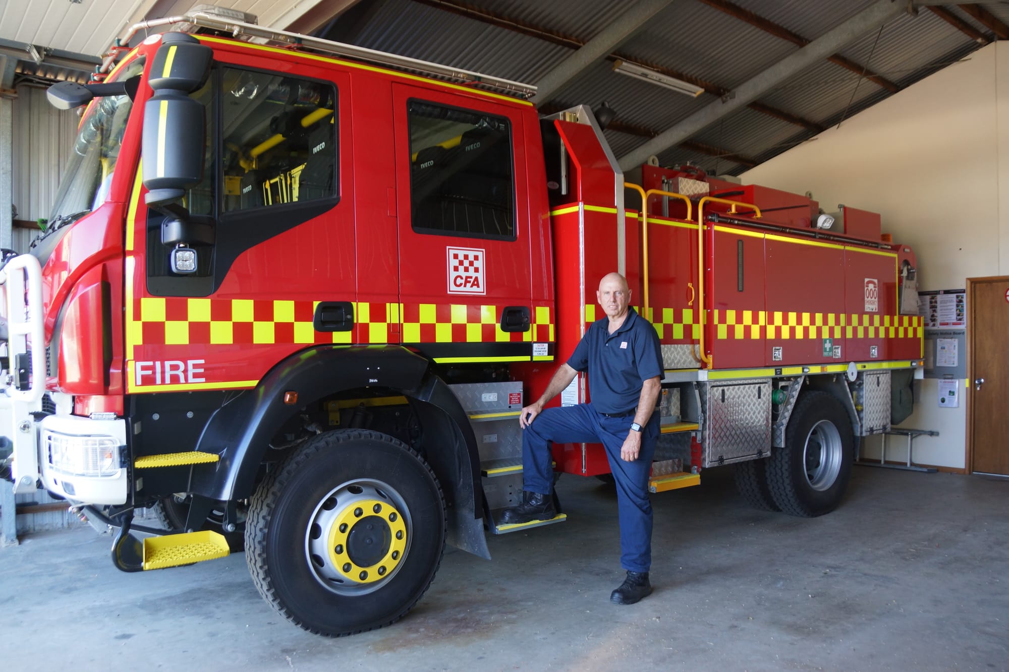 Worth the wait... Katamatite CFA brigade captain John Parnell couldn’t be happier with the brigade’s new tanker. 
