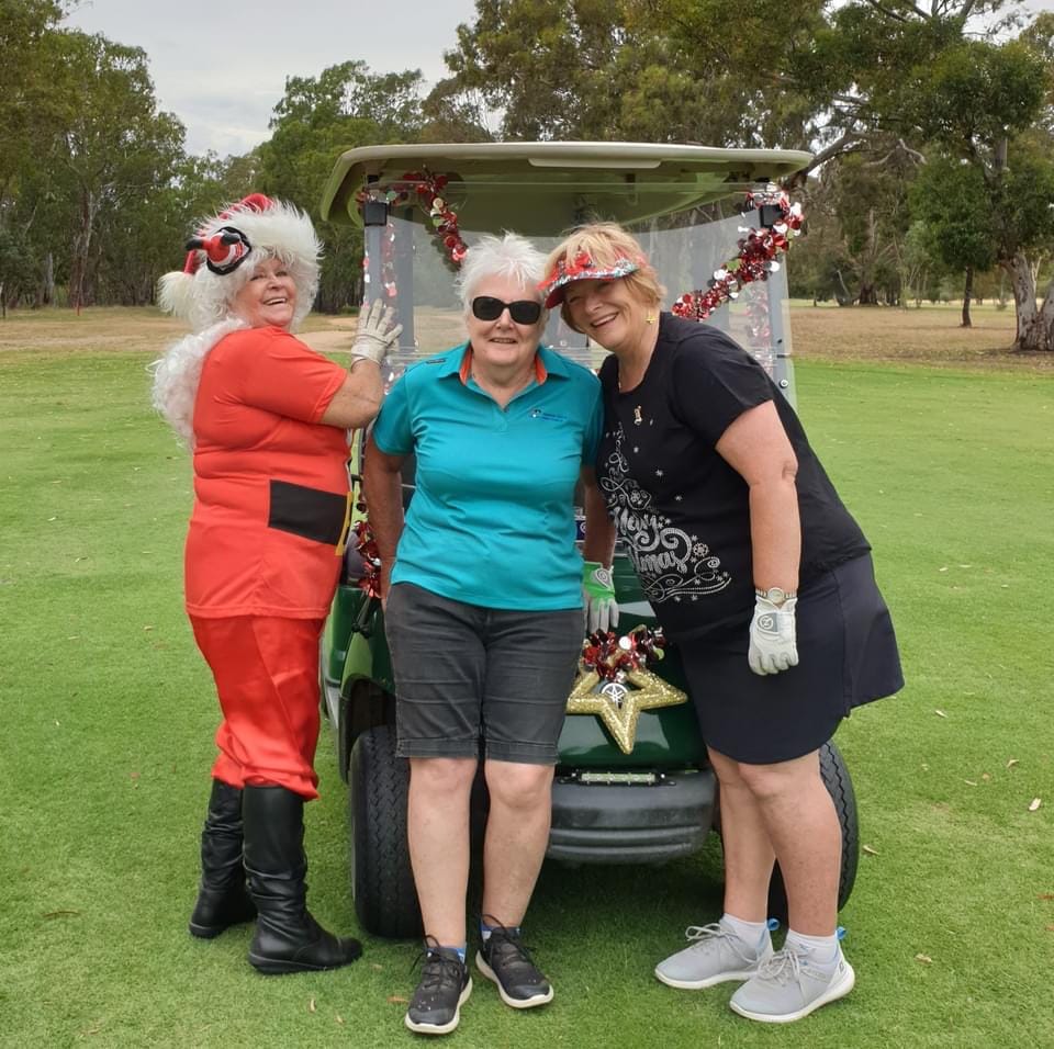 Festive season on course... (From left): Jan Stevens, Liz Dell and Bev McIntosh getting involved with the festive fun last week. 
