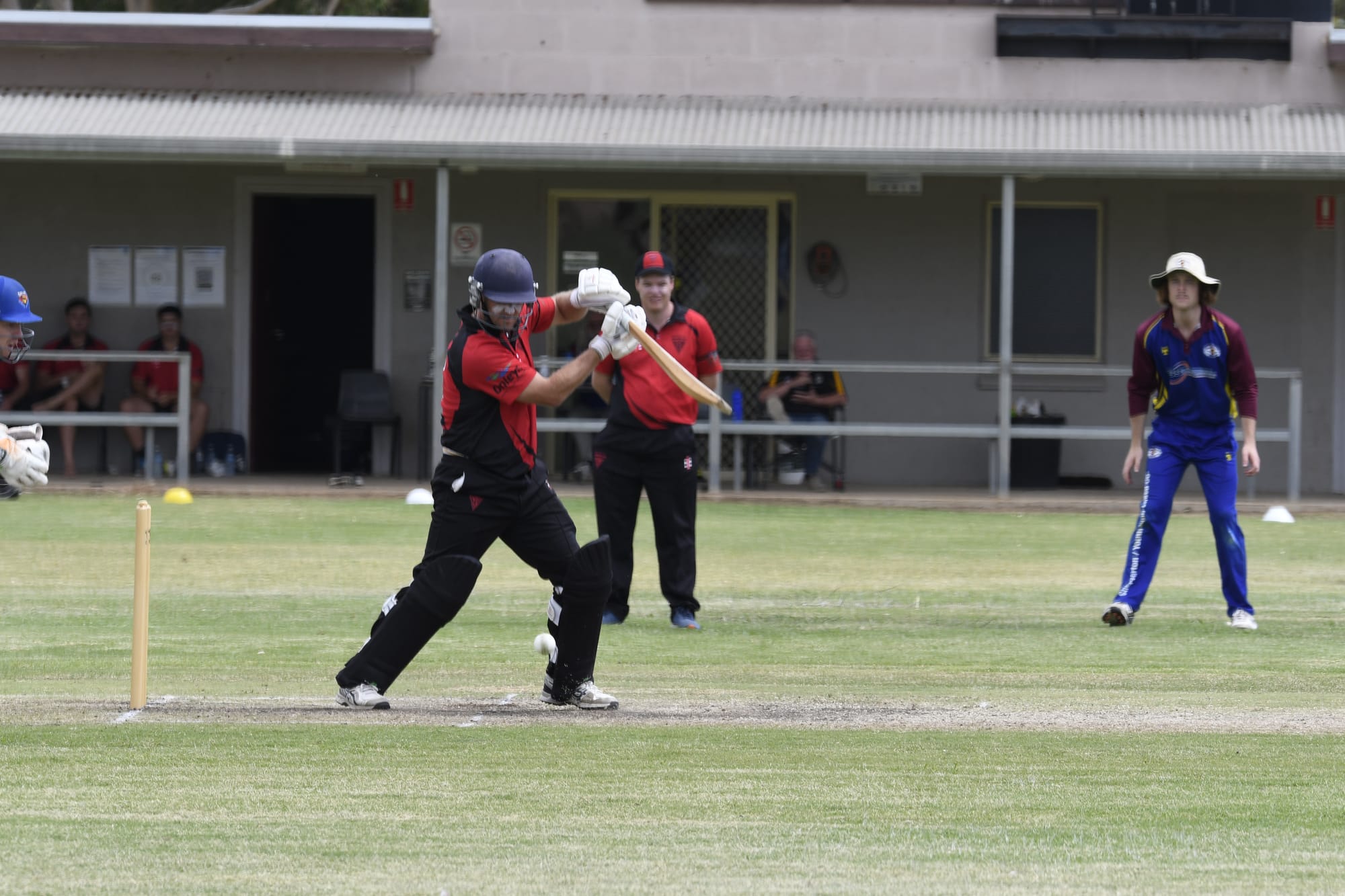 Shot... Luke Quinn plays a back foot square drive through point. 

