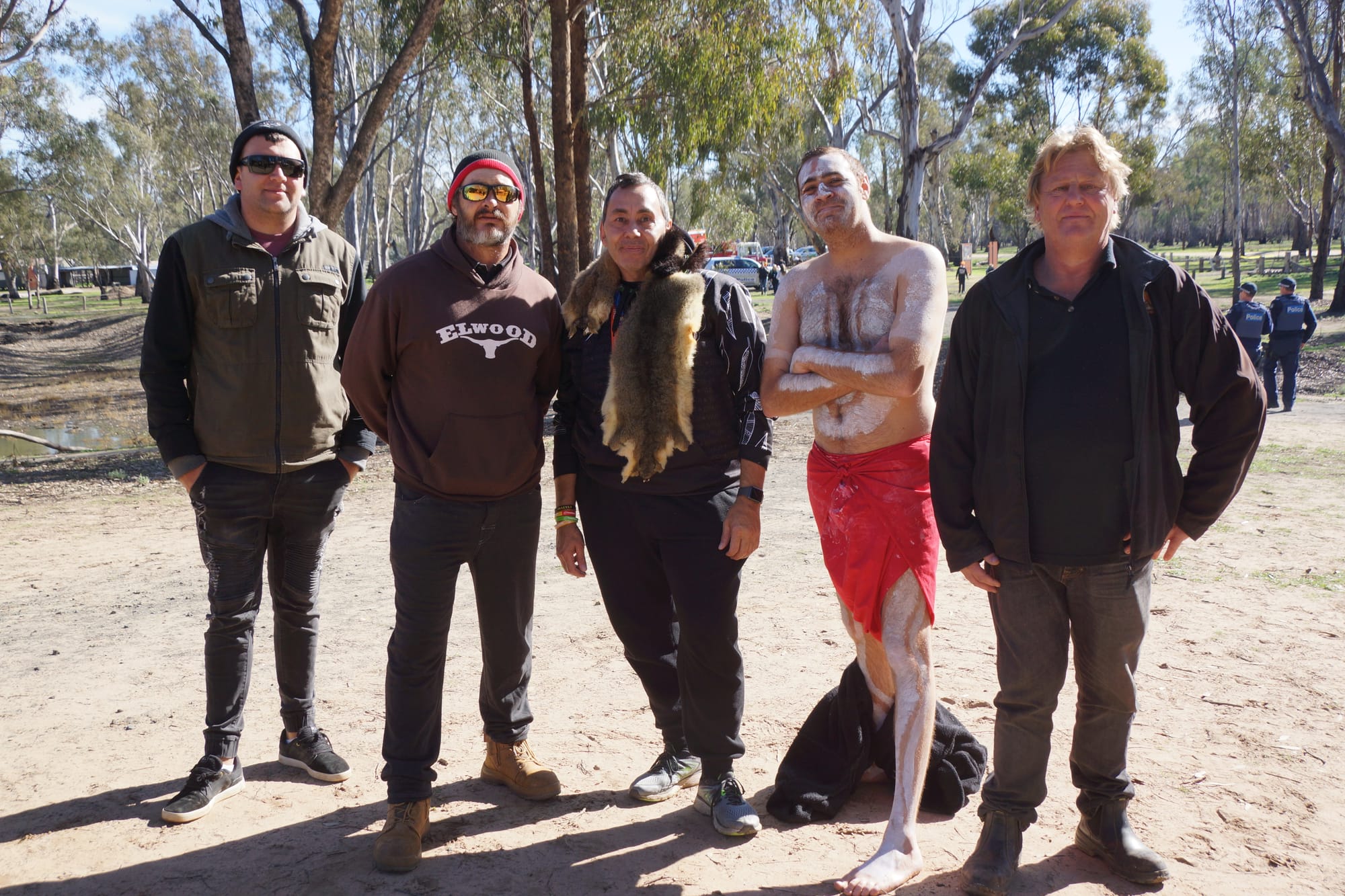 Kicking back ... Brody Atkinson, Rick Ronnan, Keith Hearn, Narjiic Day-Burns and Marl Colville took the chance to hang out. 
