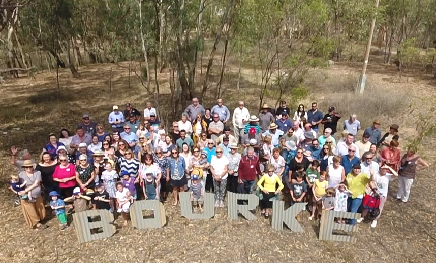 Remembering their ancestors ... Many of the Bourke clan at the family reunion on Sunday, March 8 on the banks of the Broken Creek, not far from the original homestead, Wattleholme.