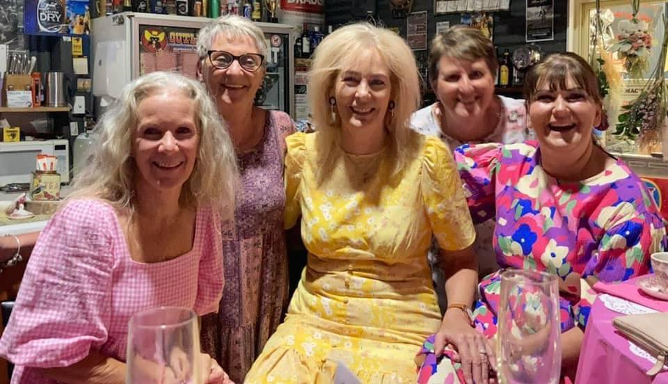 Unique venue... Bernadette Steward hosted her table at the middle pub.
