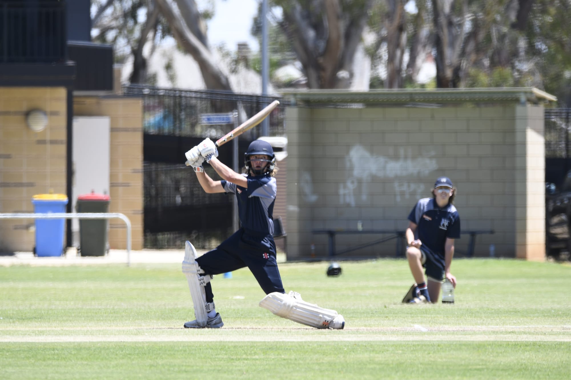 Young star... Riley Dawson hits a classy square drive through point in B-grade. 