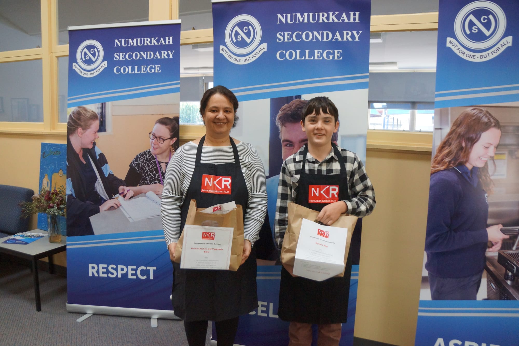 Master chefs ... NSC food technology teacher Anna Corazza challenges budding cook Adam Kennedy to take on the mystery bag.