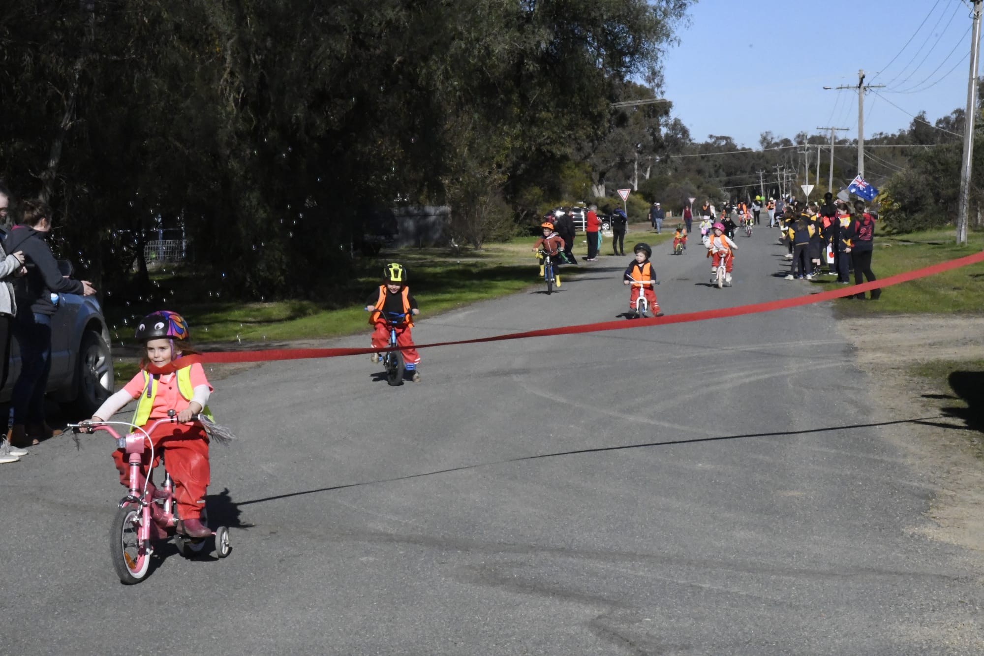 Hitting it with pace... Golden girl Maeve Smith crosses the line first.&nbsp;