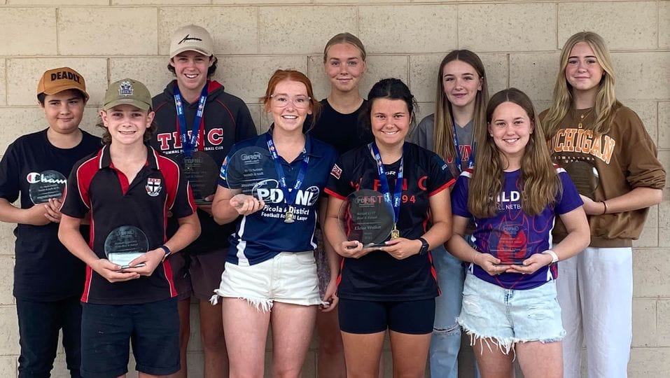 Best of the best... Rhani Hendy (back, second from right) and Eloise Walker (front, second from right) were among the Picola League’s best this season. 
